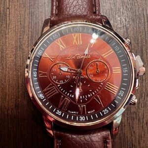NEW Brown Leather Strap Watch with Roman Numerals